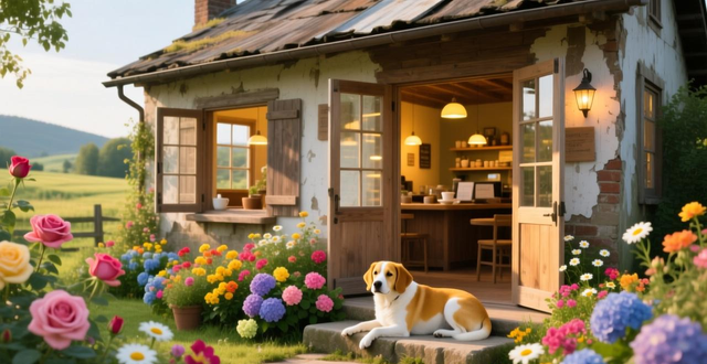 Rural pastoral life_Return to nature and tranquility_Describe pastoral life with doors open at night