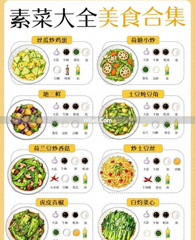 Home-cooked vegetarian recipes_Vegetarian dishes with diverse combinations_A collection of simple vegetarian recipes